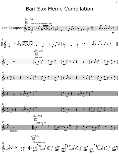 Bari Sax Meme Compilation Sheet Music For Alto Saxophone