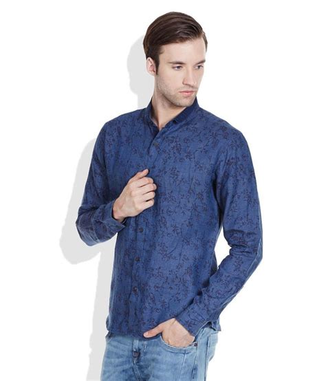 United Colors Of Benetton Blue Regular Fit Casual Linen Shirt Buy