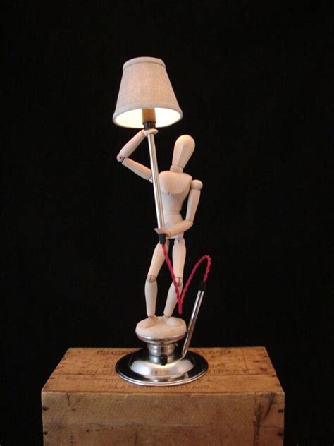 Table Lamp Upcycled Artist Figure With Dimmer Etsy