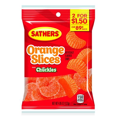 Sathers Orange Slices Gummy Candy 485 Ounce Bag