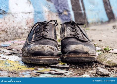 Homeless Man Shoes Stock Image Image Of Displaced Hopeless 76886127