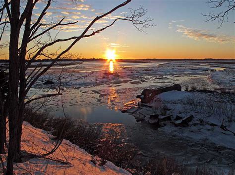 Winter Sunset Landscape In Massachusetts Image Free
