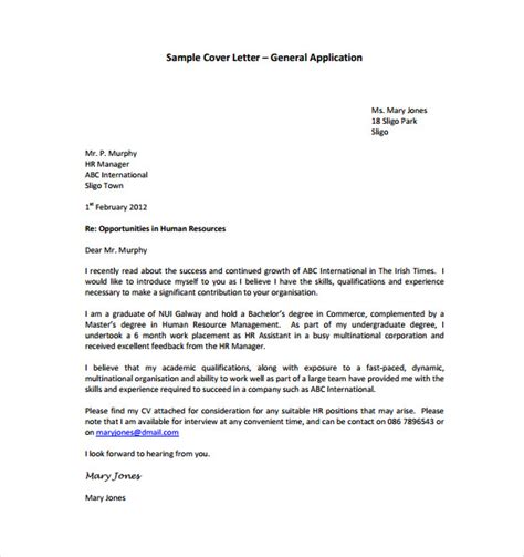 general cover letter templates  sample