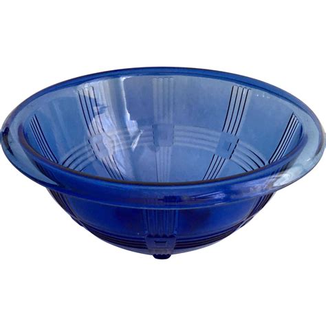 Hazel Atlas Cobalt Blue CrissCross Depression Glass Mixing Bowl From