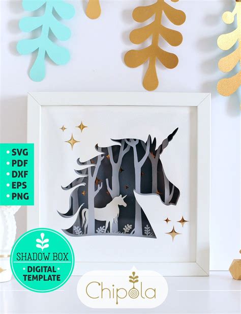 Unicorn Shadow Box SVG 3d papercut SVG layered paper art | Etsy Shadow