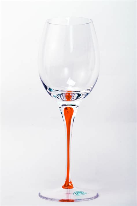Tears And Cheers Crystal Red Wine Glasses With Orange Stem Set Of 4 Stemware Drinkware