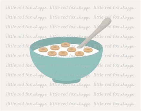 Cereal Bowl Clipart Breakfast Clip Art Food Bowl Of Cereal Etsy