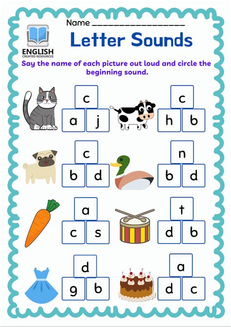 Letter Sounds Worksheets English Created Resources