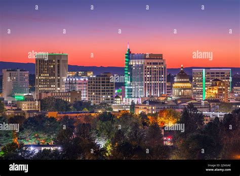 Boise Idaho Usa Downtown Cityscape At Twilight Stock Photo Alamy