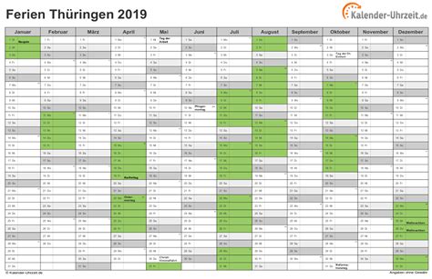 De kalender 2021 wordt automatisch gegenereerd en is hier altijd online te bekijken. Ferien Thüringen 2019 - Ferienkalender zum Ausdrucken