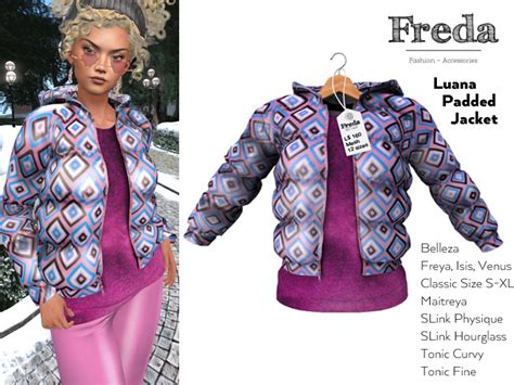 Second Life Marketplace Freda Luana Padded Jacket Sweater Purple