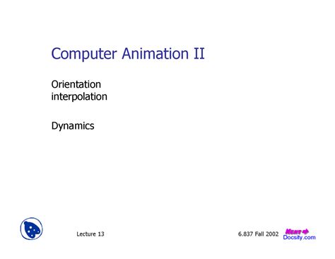 Computer Animation Computer Graphics Lecture Slides Docsity