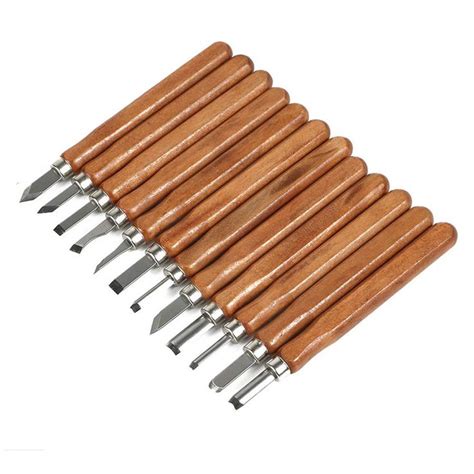 12 Pieces Wood Carving Tools Professional Carbon Steel Carving Chisels