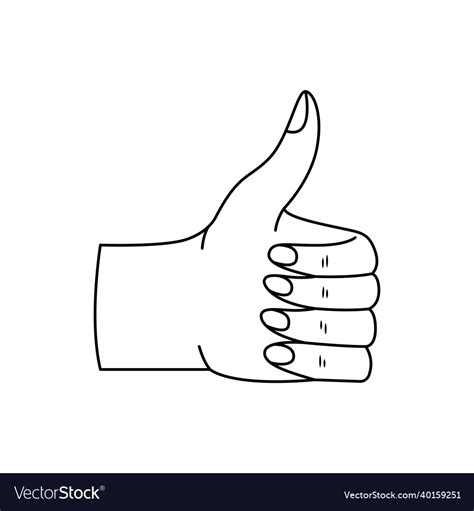 A Gesture Sign Thumbs Up Recommendation Outline Vector Image