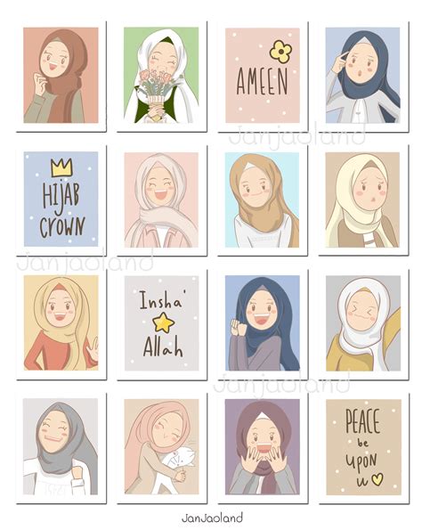 Hijab Girl Stickers Cute Hijab Stickers Hand Draw Sticker Waterproof