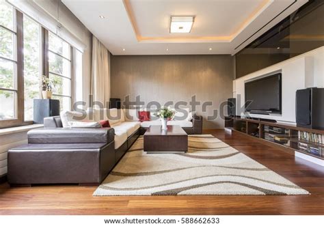 Spacious Modern Living Room Luxury House Stock Photo Edit Now 588662633
