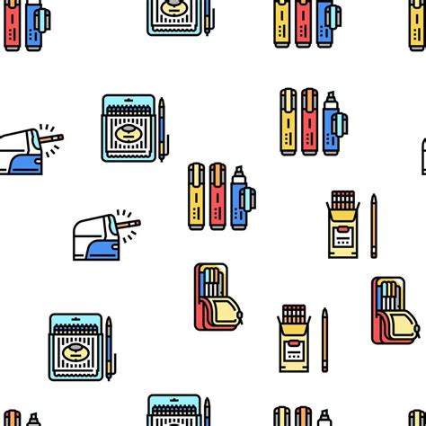 School Supplies Stationery Tools Vector Seamless Pattern 10099534