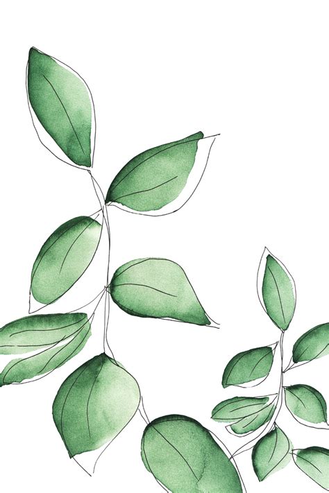 Green Modern Poster Line Drawing Abstract Plants Poster Wall Art