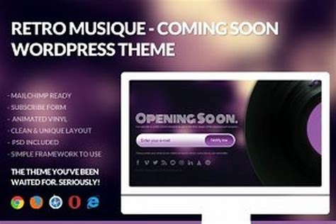 Retro Musique Coming Soon Wordpres Coming Soon Page Brochure