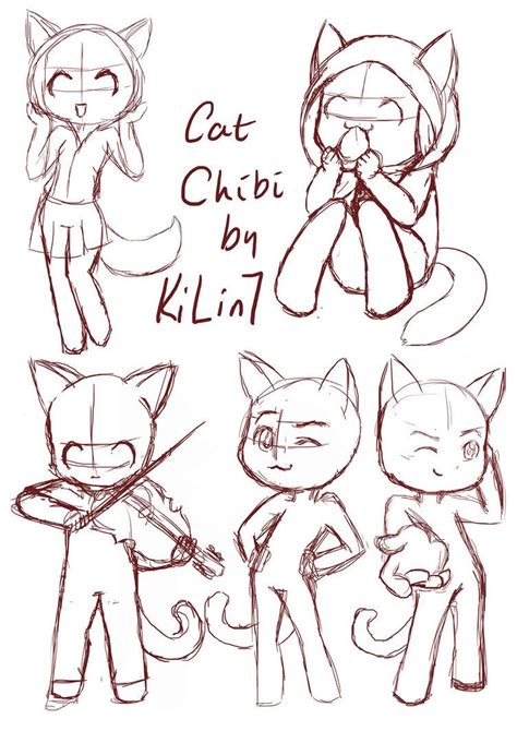 Drawings of anime cat friends. Chibi Drawing Refrences with Cat ears and Tails by KiLin7 | Chibi drawings, Drawing base, Drawings