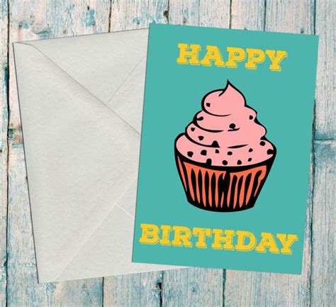 Birthday Card Cupcake Birthday Card Pink Cup Cake Birthday Card