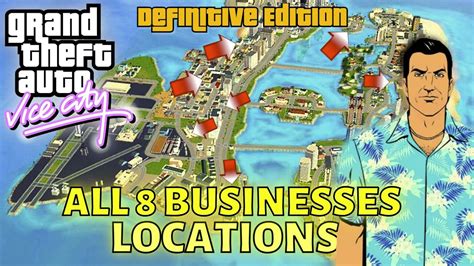 All Businesses Map Locations In Grand Theft Auto Vice City Definitive