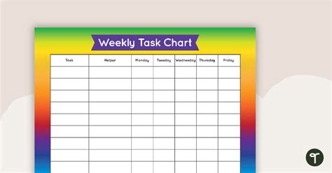 Rainbow Weekly Task Chart Teach Starter