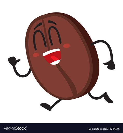 Funny Crazy Looking Coffee Bean Character Running Vector Image
