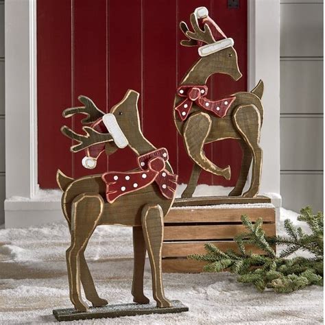 Chunky Wood Cutouts Reindeer Wood Cutouts Outdoor Christmas