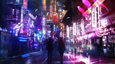 3d abstract neon background, glowing ultraviolet vertical lines, . Anime Neon City Wallpapers - Top Free Anime Neon City ...