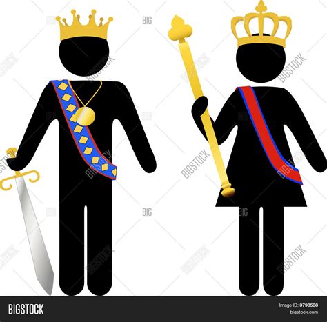 Symbol Person Royal King And Queen With Crowns Stock Vector And Stock
