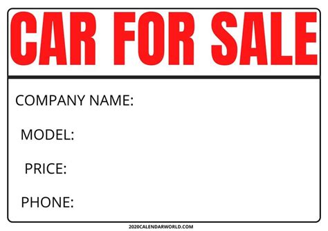 Car For Sale Sign Template Free Download For Sale Sign Sign