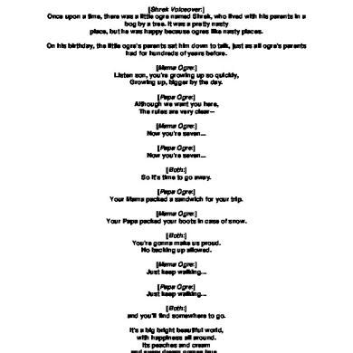 The shrek 2 script laid the groundwork for one of the most successful sequels in cinema history. Shrek The Musical Jr Actor's Script d47em5kzkjn2