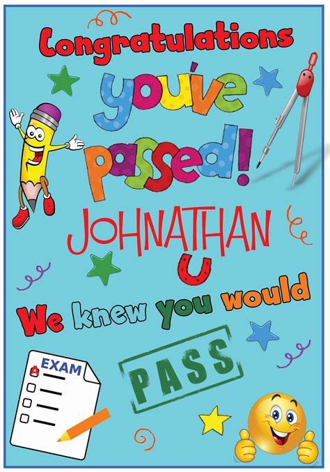 Personalised Exams Passed Card 3 Colours