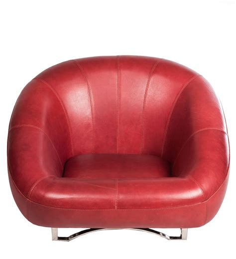 Buy Agate Low Seating Sofa In Red Leather By Three Sixty Online
