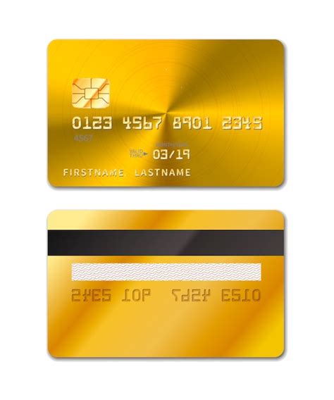 Premium Vector Golden Realistic Credit Card From Both Sides On White