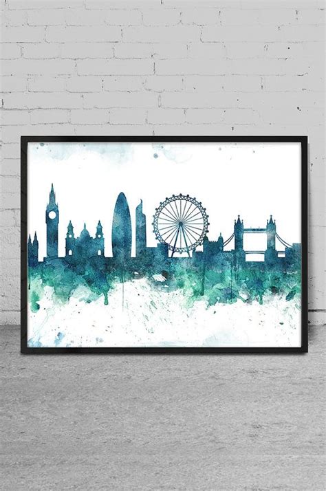 Watercolor Skyline Art Print London London Art By Myvisualart