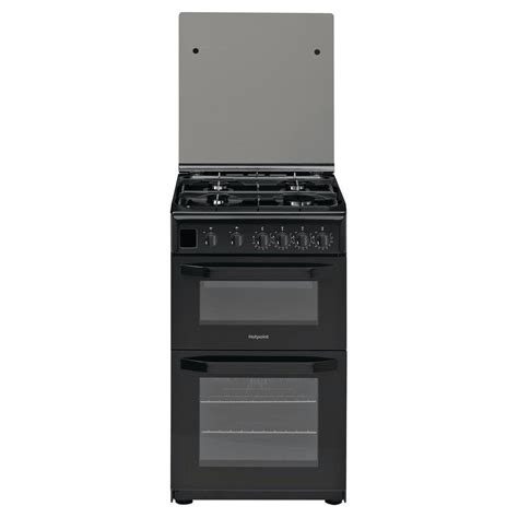 Hotpoint Hd5g00ccbk 50cm Gas Cooker In Black Double Oven Catalytic Liners