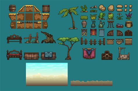 Desert Village 2d Tileset By Free Game Assets Gui Sprite Tilesets