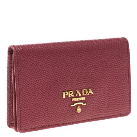 Prada Red Saffiano Metal Leather Business Card Holder Prada Tlc