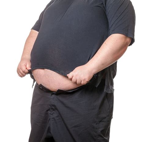 Dicker Mann Mit Einem Dicken Bauch Stockbild Bild Von Kalorie Dick
