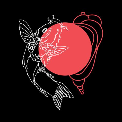 Koi Fish Logoposter Design Or Print Design Vector Illustrationline
