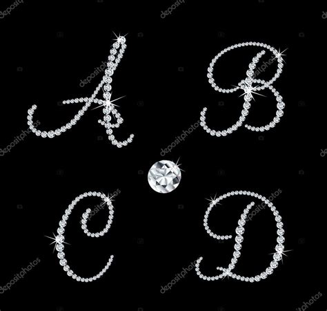 Conjunto De Letras Alfabéticas Diamante Vector — Vector De Stock