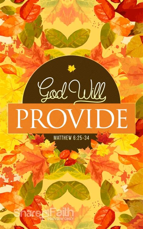 God Will Provide Christian Bulletin Harvest Fall Church Bulletin Covers