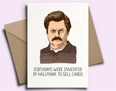 Ron Swanson Personalised Birthday Card Parks And Rec Recreation By Blindeyedesign On Etsy
