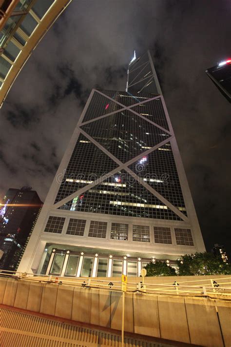Bank Of China Skyscraper In Hong Kong By Night Editorial Image Image