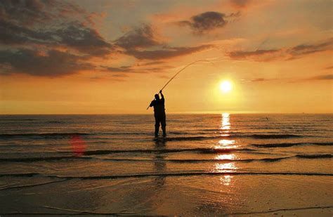 Beach Fishing For Summer Smoothhounds At Cleveleys Near Blackpool — Sea