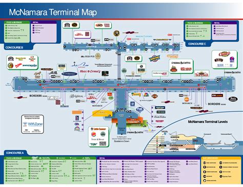 Detroit Airport Terminal Map Map Of The Usa With State Names