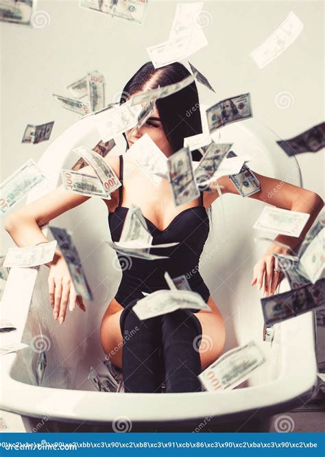 Rich Woman Lies On Money Currency Women Winning Female And Dollar Bills Stock Image Image