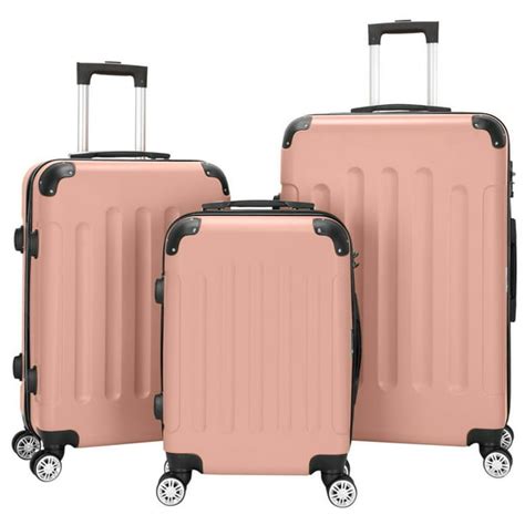 ubesgoo ubesgoo 3pcs luggage set bag abs trolley hard shell suitcase travel w tsa lock
